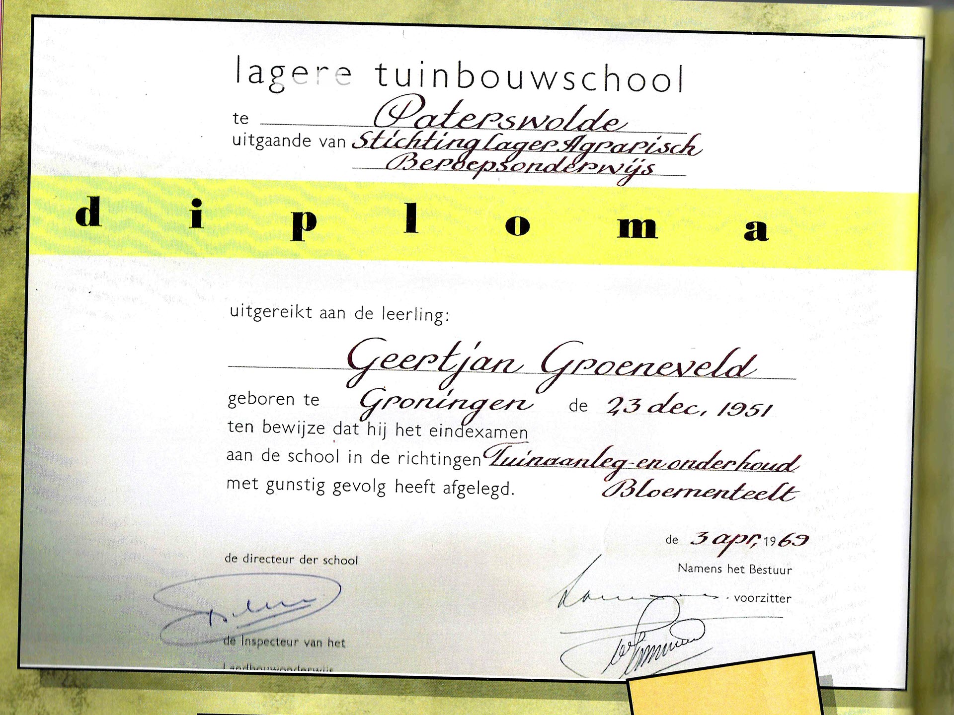 Vakdeiploma Geert Jan Groeneveld