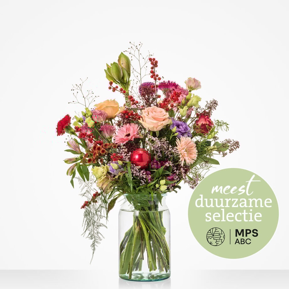 Groen gekleurd kerstboeket - Afbeelding 5