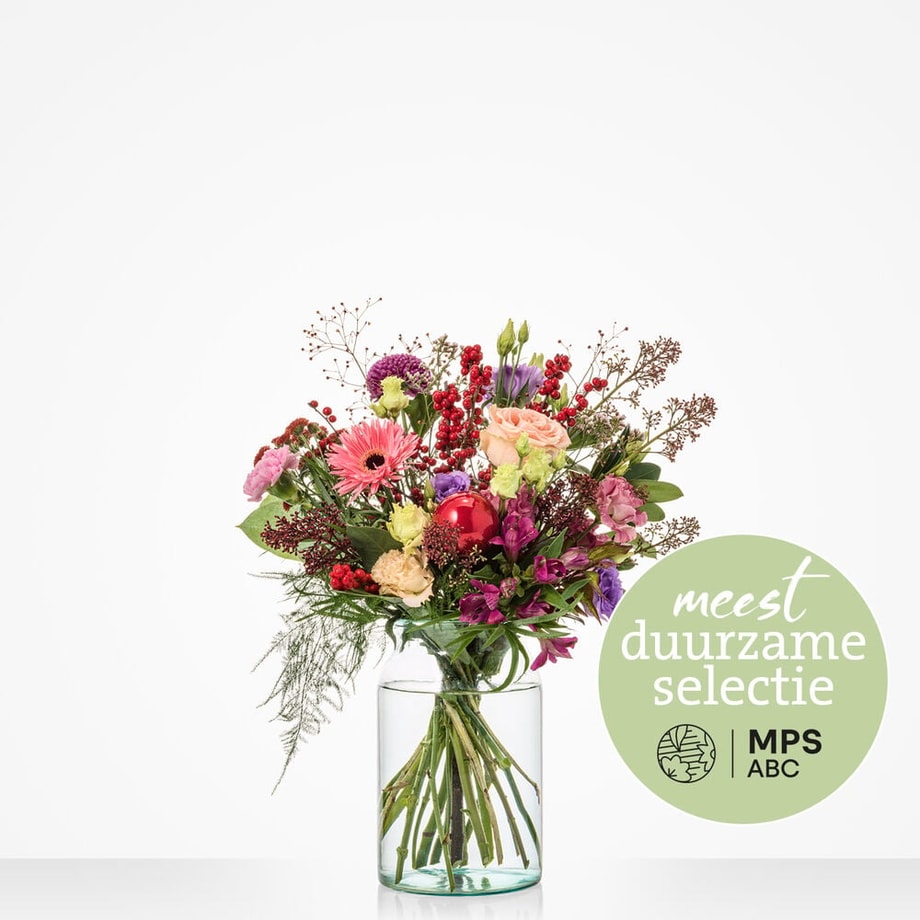 Groen gekleurd kerstboeket - Afbeelding 4