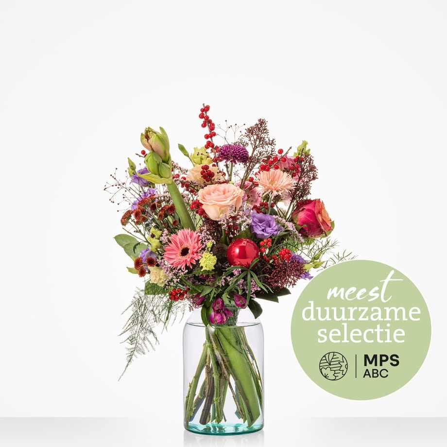 Groen gekleurd kerstboeket